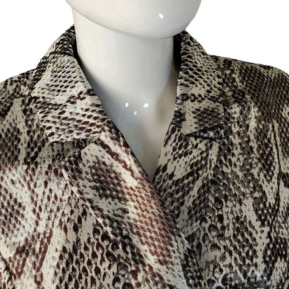 Shein Brown Ivory Metallic Cropped Jacket Short Top Polyester Womens Size Medium - Picture 7 of 9